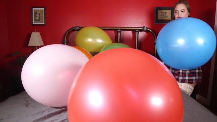 Thick Schoolgirl Inflates Balloons