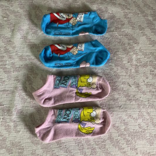 Two pairs of colorful cartoon socks