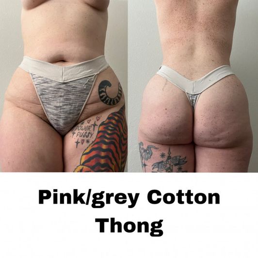 Pink Grey Cotton Thong