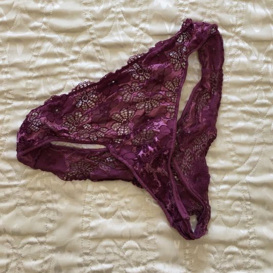Purple lace thong
