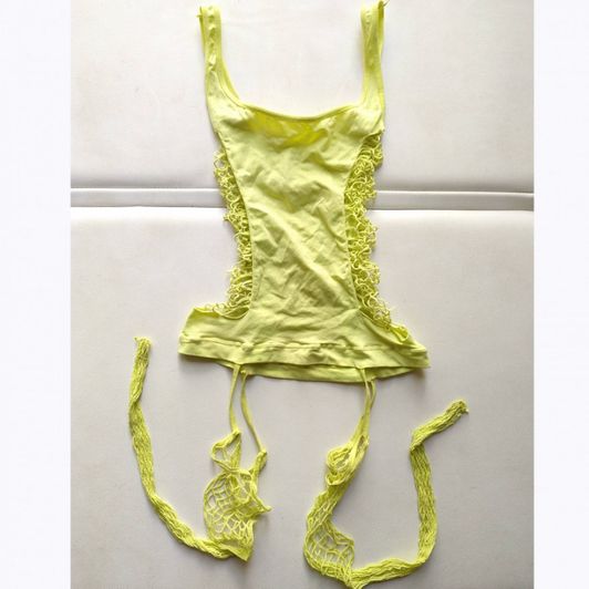 Green body fishnet lingerie
