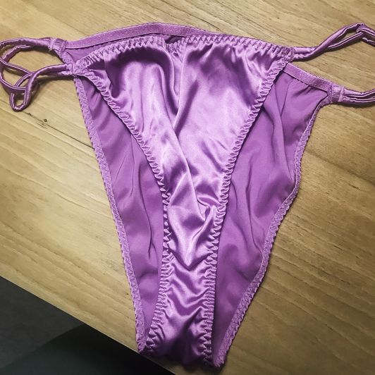 Purple Satin Bikini Panties XL
