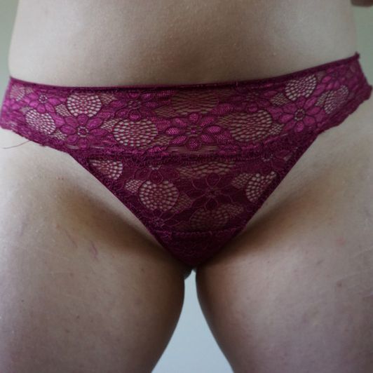 Purple Lace Thong Panties