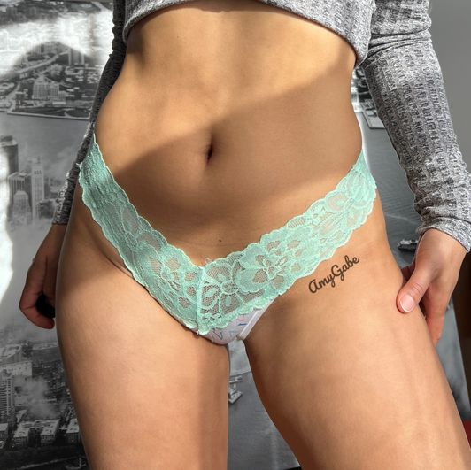 Teal and White Thong Victorias Secret