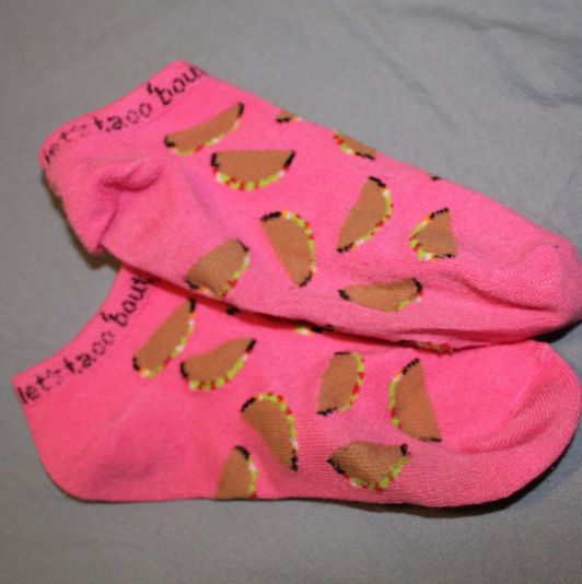 Used Cute Bright Pink Taco Socks