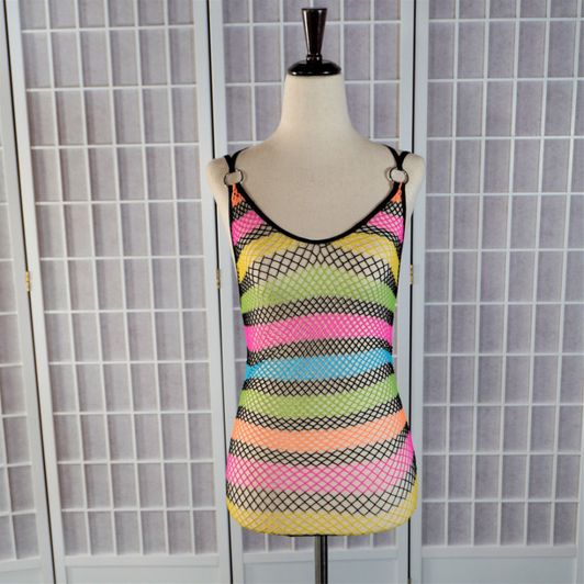 Rainbow Fishnet Bodysuit Dress