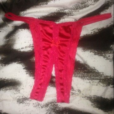 Red Crotchless Used Panties