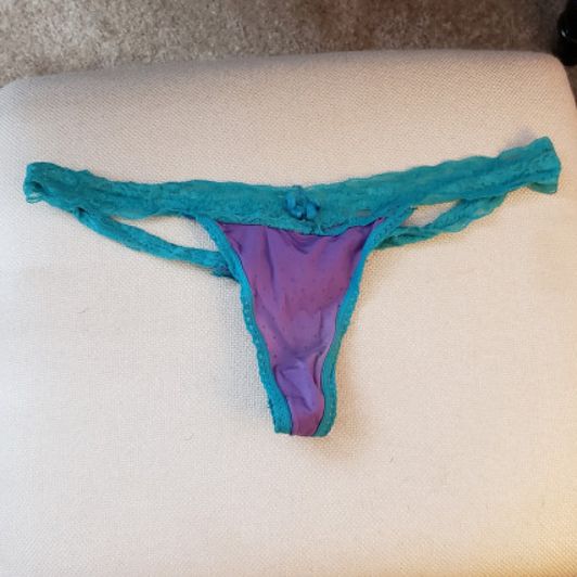 Teal and purple thong