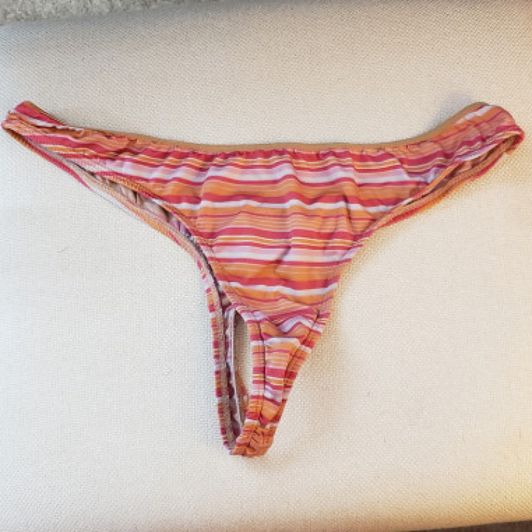 striped silky thong