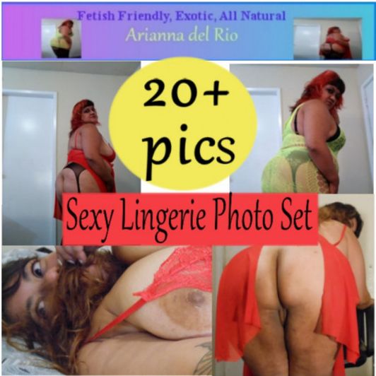 Red and Colorful Lingerie BBW Photo Set