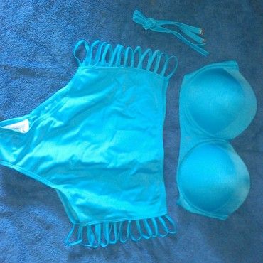blue 2 piece swim wear
