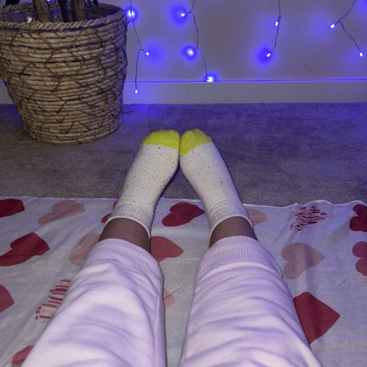 White Neon Yellow Athletic Socks