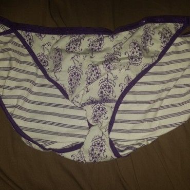 Purple flower and striped panties