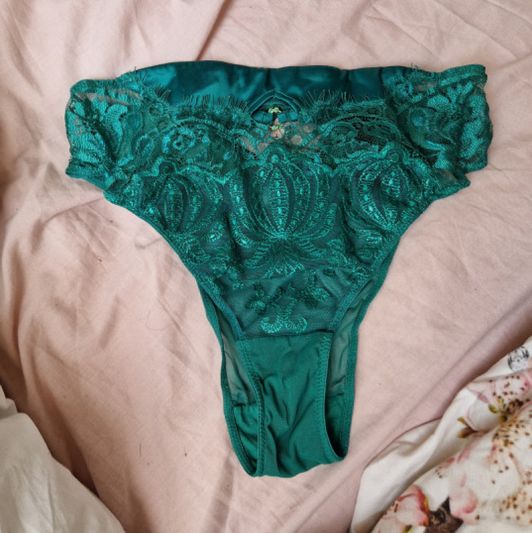 Green lace embroidered panties