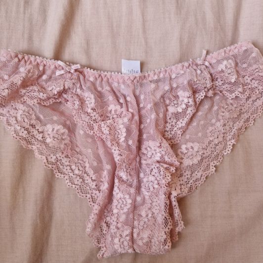 Pale pink lacey panties with bows