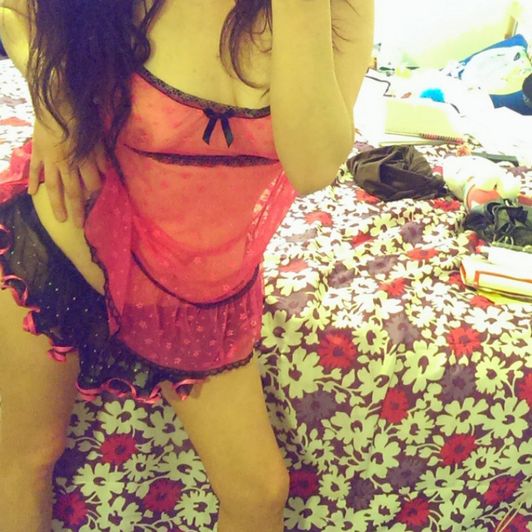 Hot pink  and black lace lingerie Top