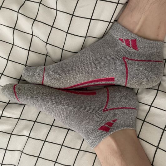 Gray and Pink Adidas Socks