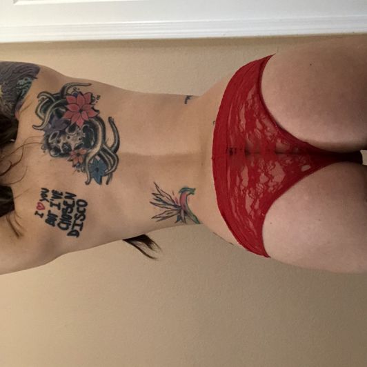 red lace booty cut