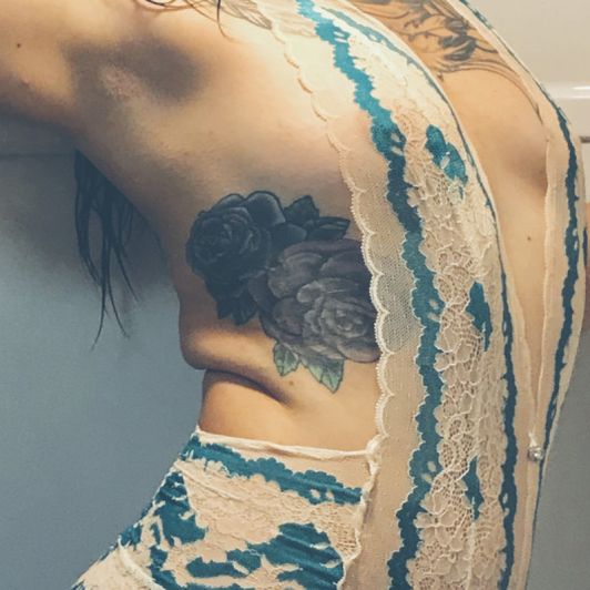 Teal And Nude Lace Halter Body Suit