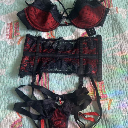 Red and Black Gothic Lingerie Set