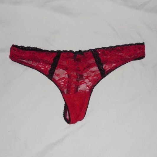 New Custom Red Lacy Thongs