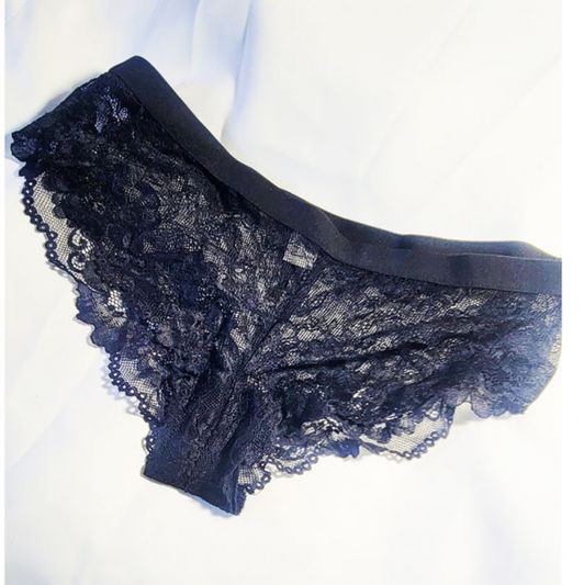 P02 Black Lace Panty w Elastic Waist