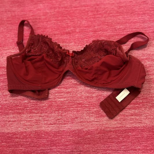Red Bra with Lace Trim