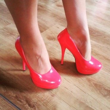 Pink patent leather heels