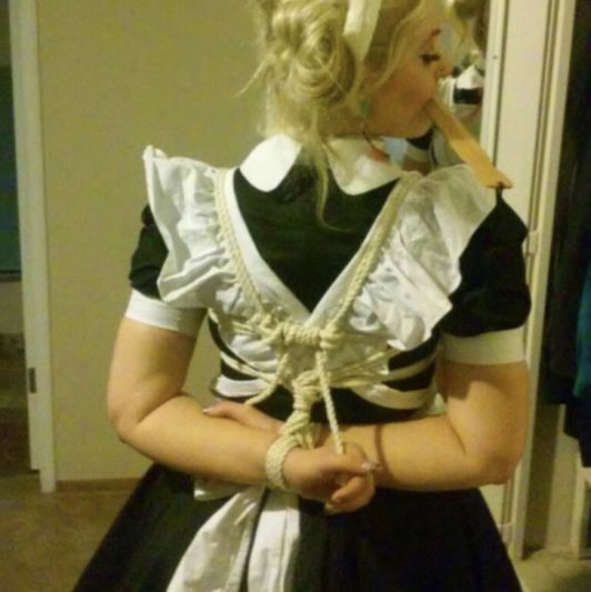sissy crossdresser USED French Maid Uniform with Cat Ears