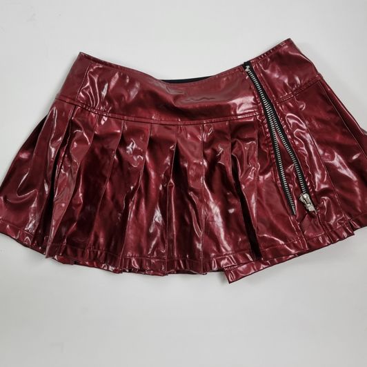 RED PVC mini skirt