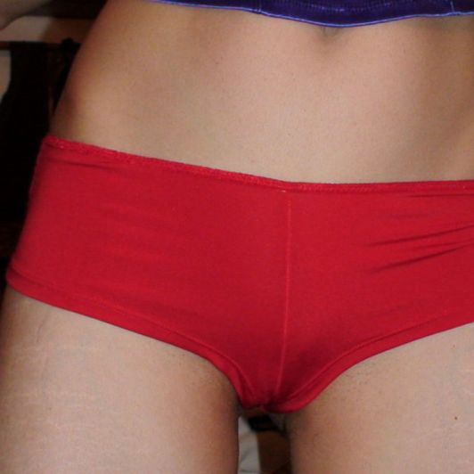 red spandex boy short panty