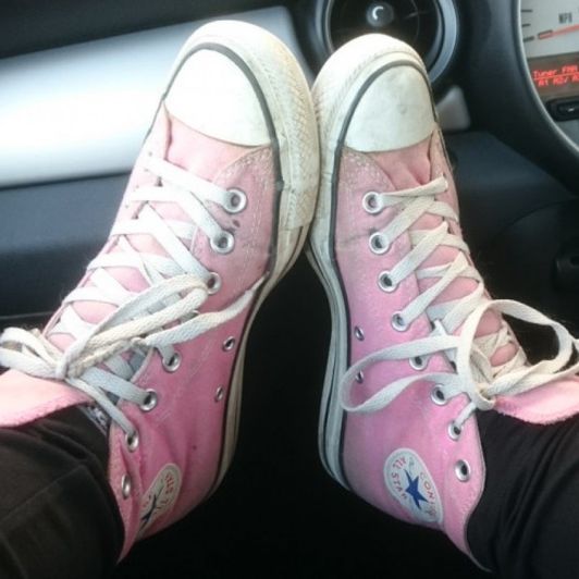 My worn pink converse!