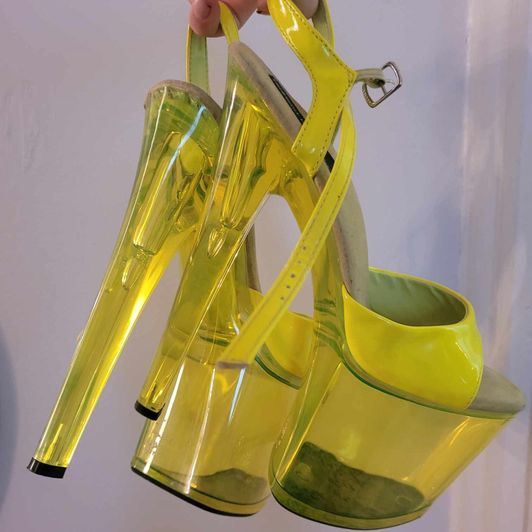 neon yellow platform high heels
