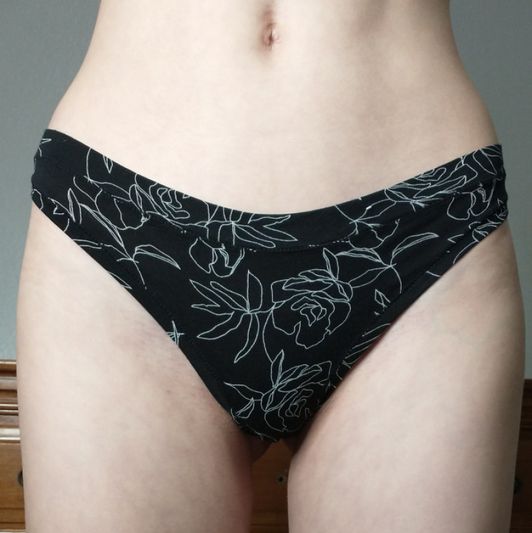 Black Thong with Roses