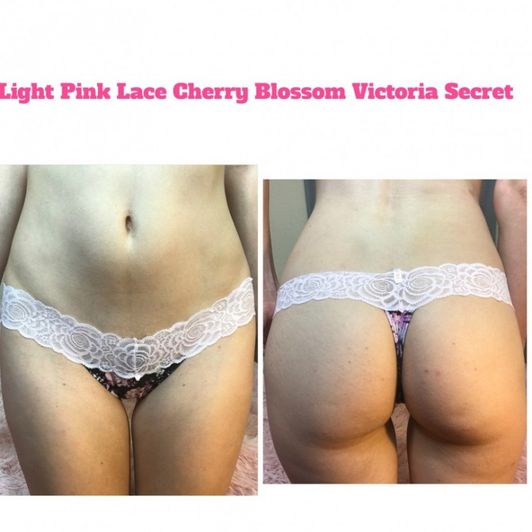 Pale Pink Lace Cherry Blossom Thong