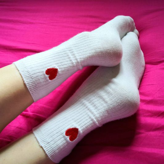 White Cotton Heart Socks