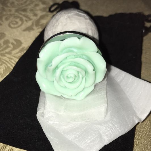 Buttplug Glass Green Rose Large