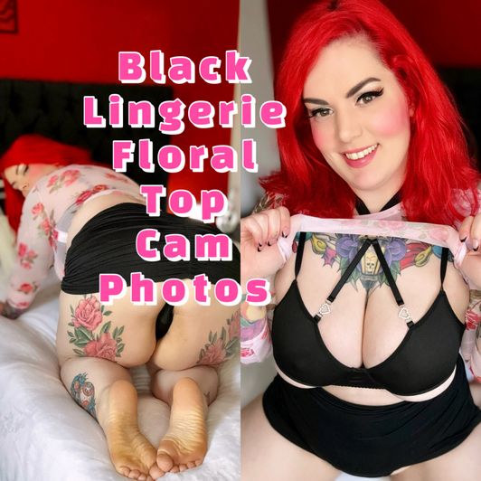 Black Lingerie Floral Top Cam Photos