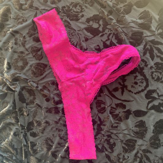 Hot Pink Lace Thong DIRTY