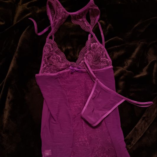 Purple Lace Babydoll and Panties
