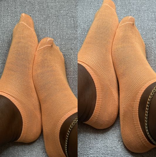 Worn Orange Ankle Socks