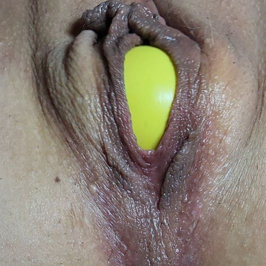 Yellow face ping pong ball from my pussy