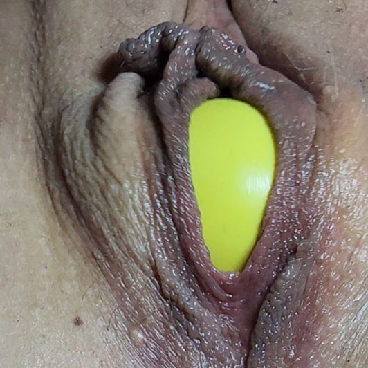 Yellow faced ping pong ball from my pussy