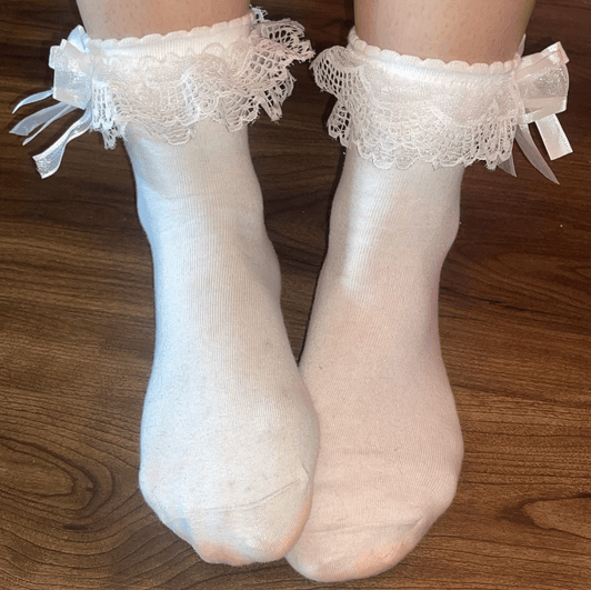 Stained White Ruffle Socks