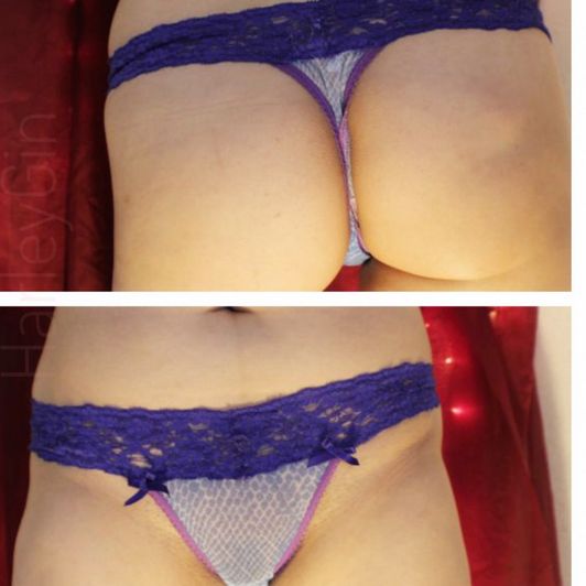 Blue lace and Mesh Thong Panty