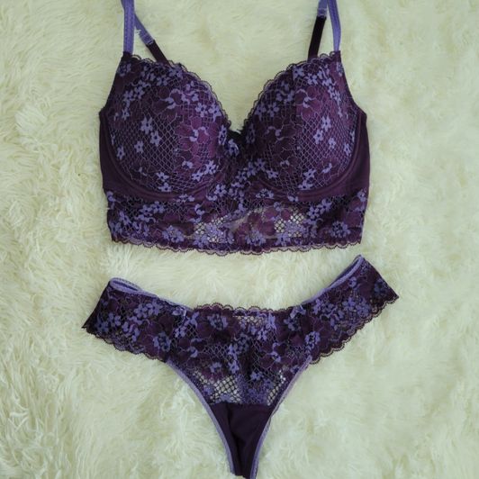 Purple Lace Bra Set