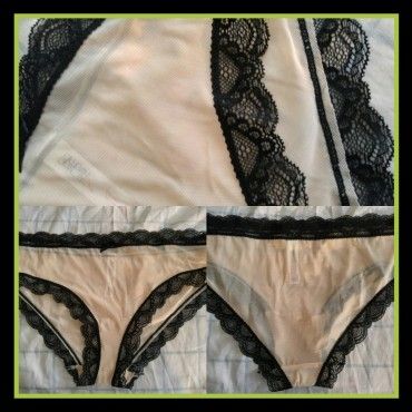 Cream Mesh and Lace Trim Panty