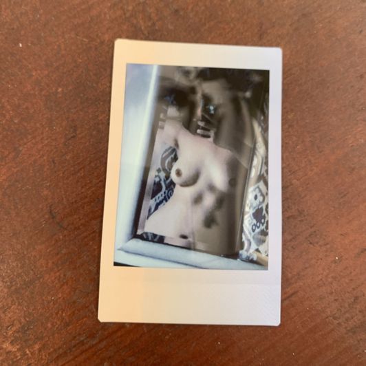 Topless Nude Selfie In Mirror Polaroid
