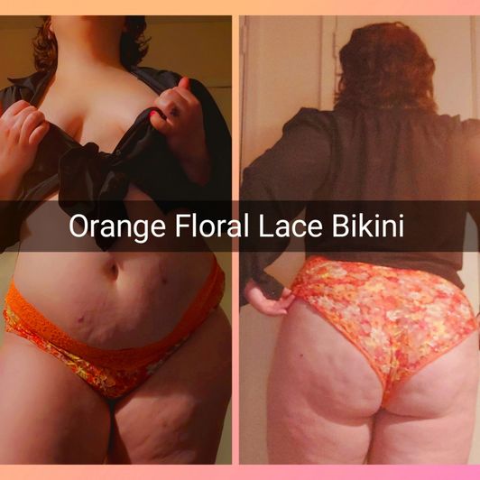 Orange Floral Lace Bikini
