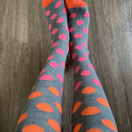 Pink and Orange Polkadot socks